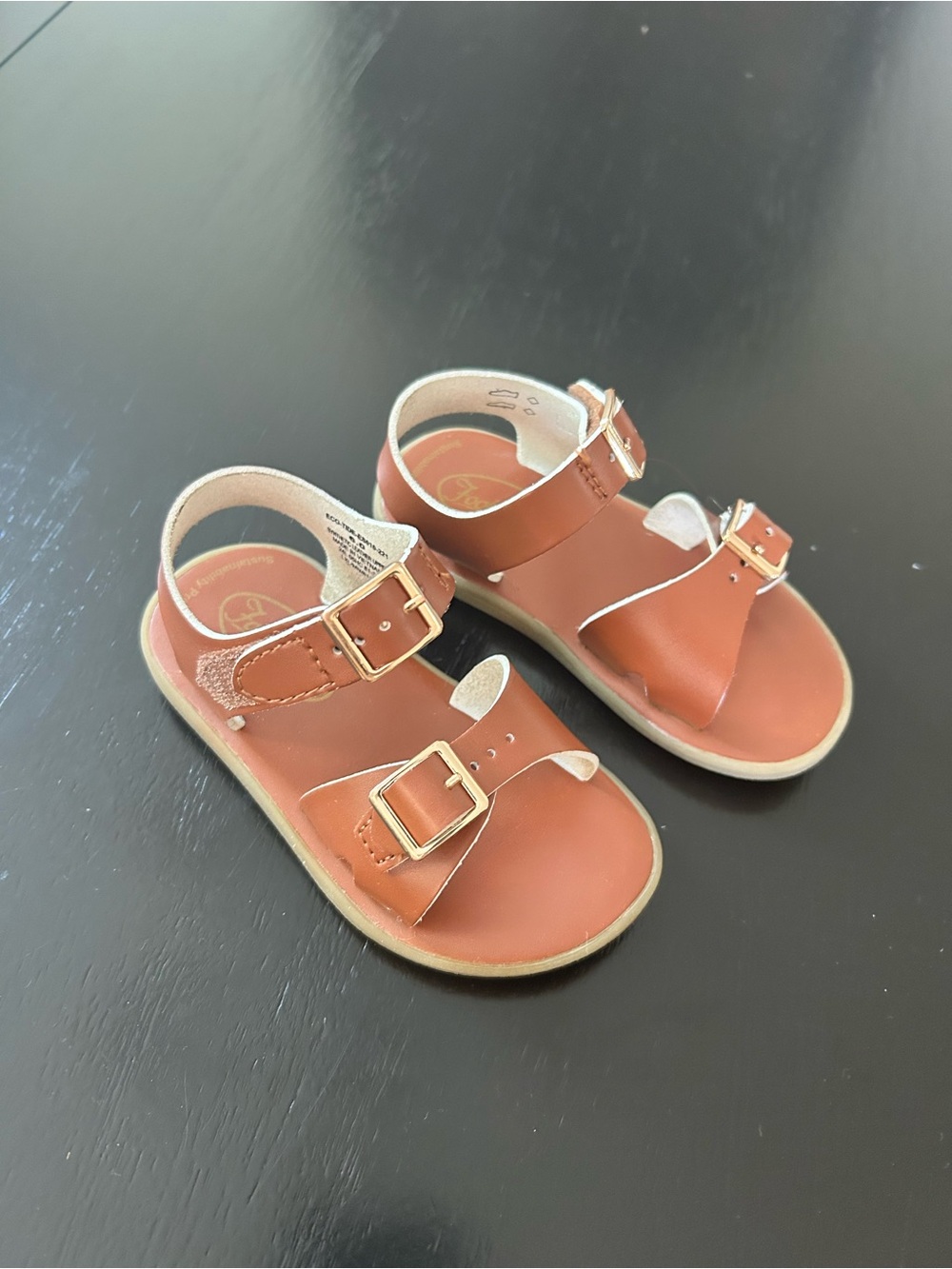 FootMates Tan Brown Kids Sandals with Gold Buckles